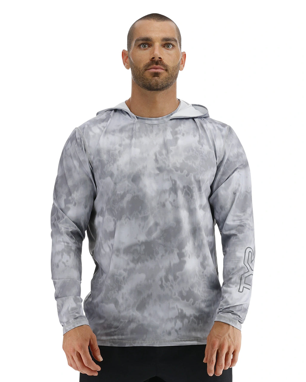 TYR SunDefense™ Men's Vented Hooded Shirt - Turbulent