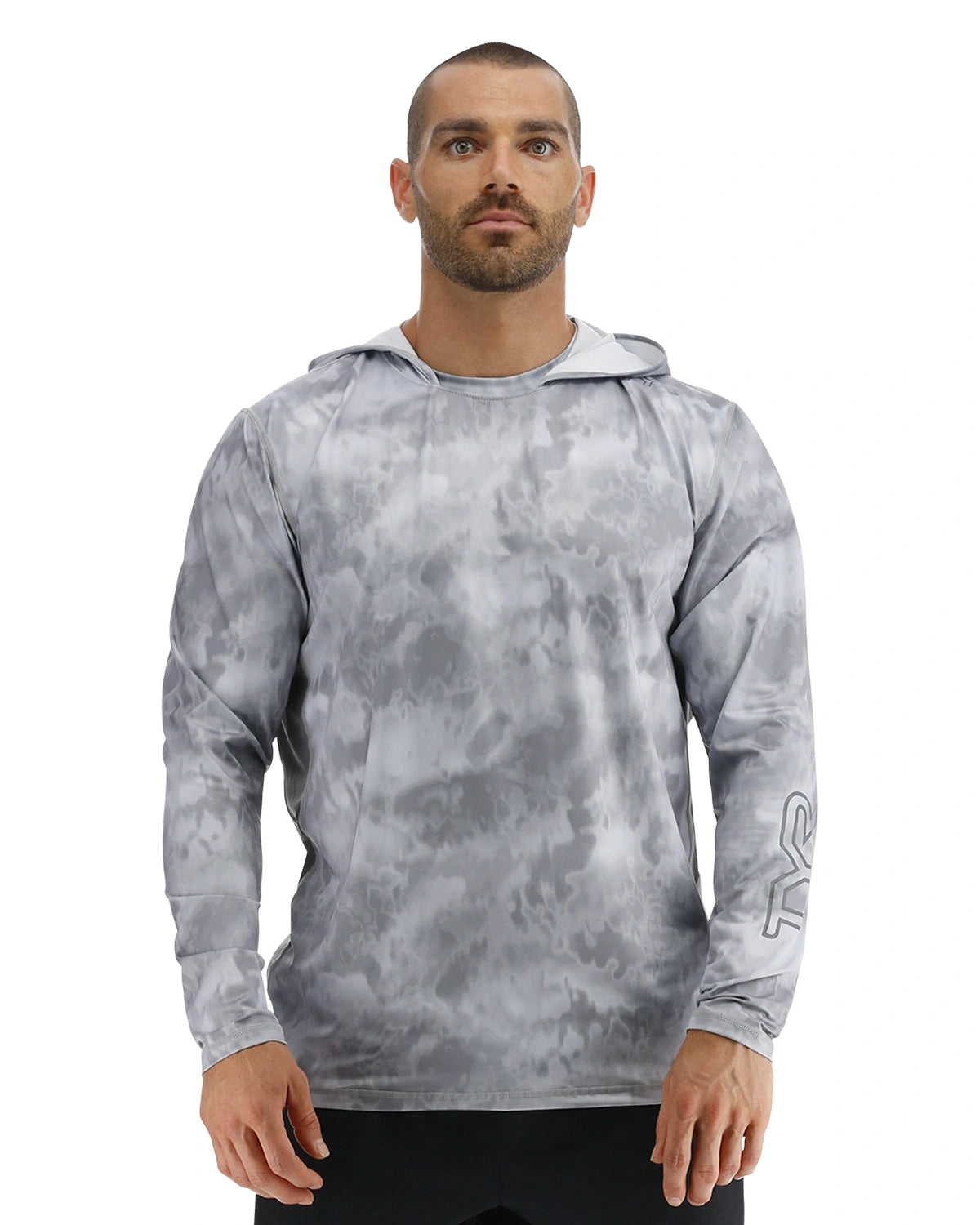 TYR SunDefense™ Men's Vented Hooded Shirt - Turbulent